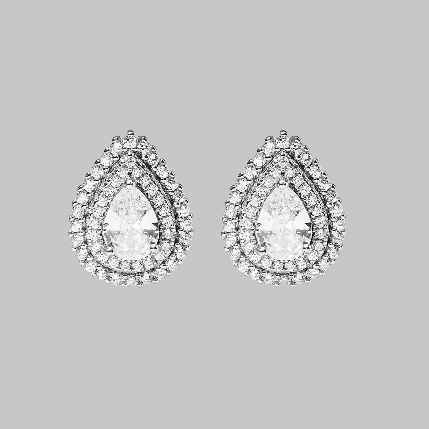 925 Sterling Silver Zircon Teardrop Shape Stud Earrings - Loulou Boutique