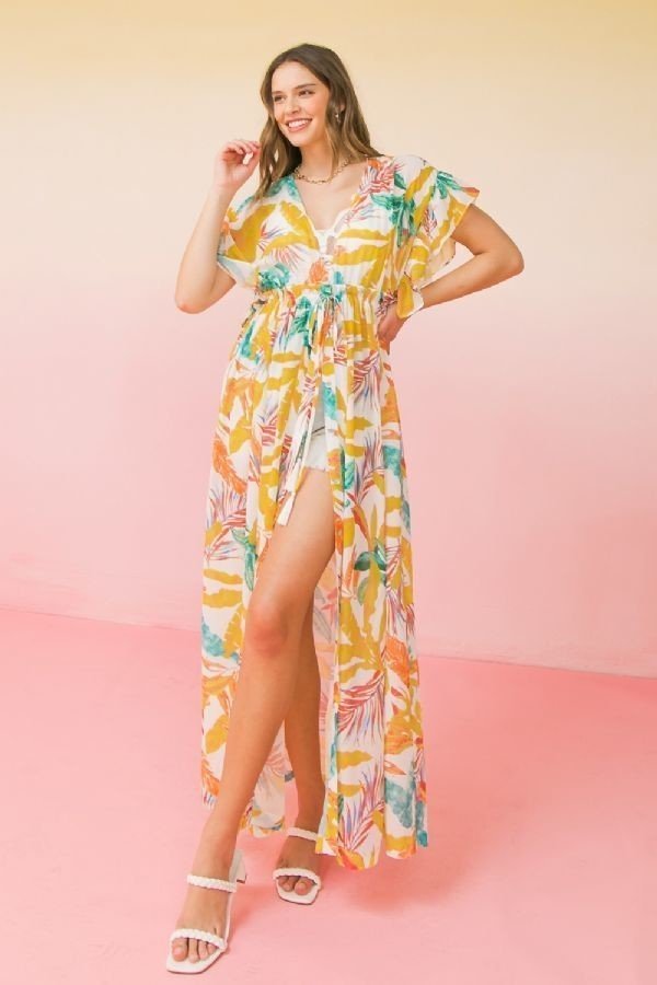 A Printed Woven Maxi Cover Up - Loulou Boutique