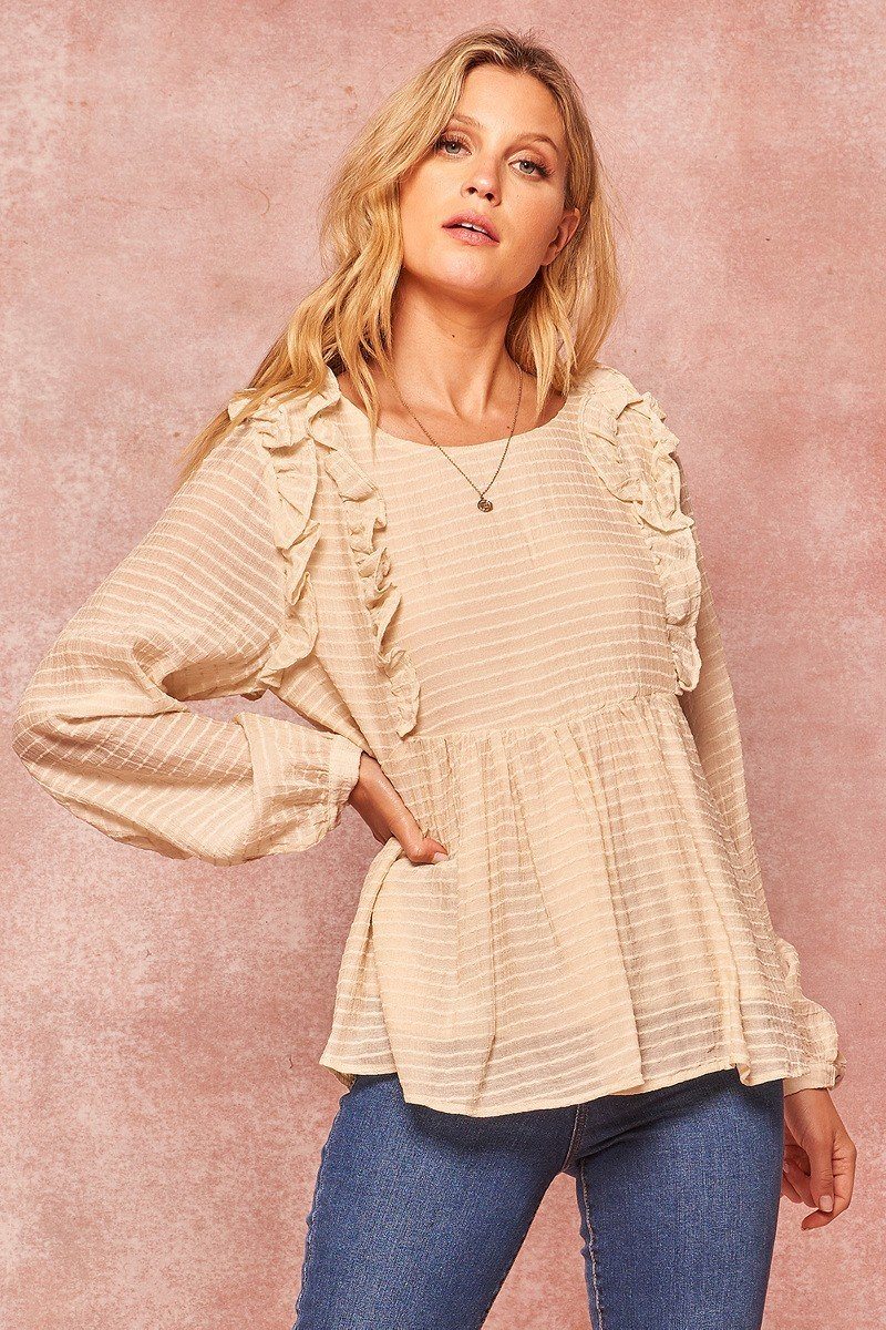 A Semi - sheer Striped Woven Top - Loulou Boutique