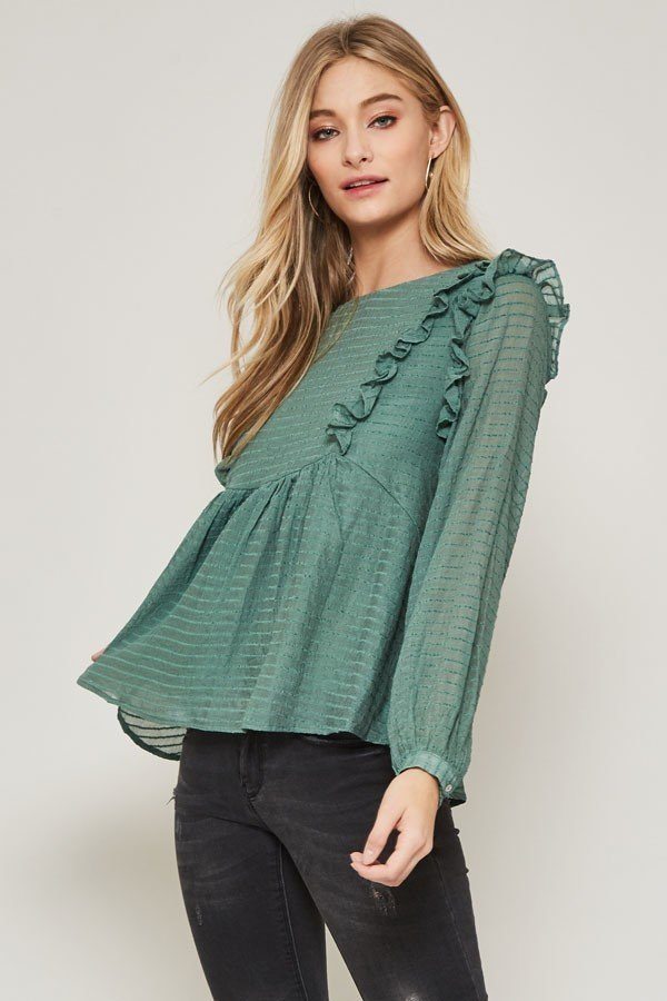 A Semi - sheer Striped Woven Top - Loulou Boutique