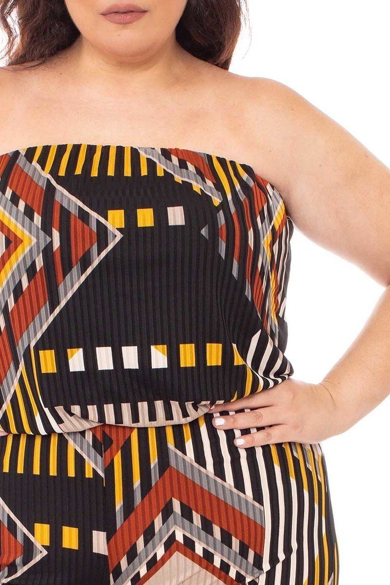 Abstract Print Tupbe Top Plus Size Jumpsuit - Loulou Boutique