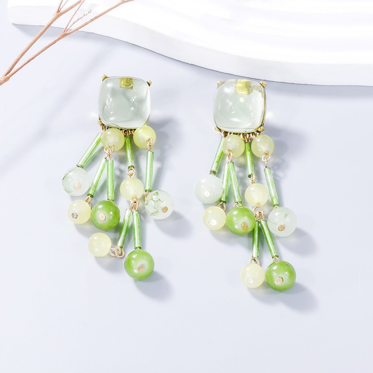 Acrylic Bead Dangle Earrings - Loulou Boutique