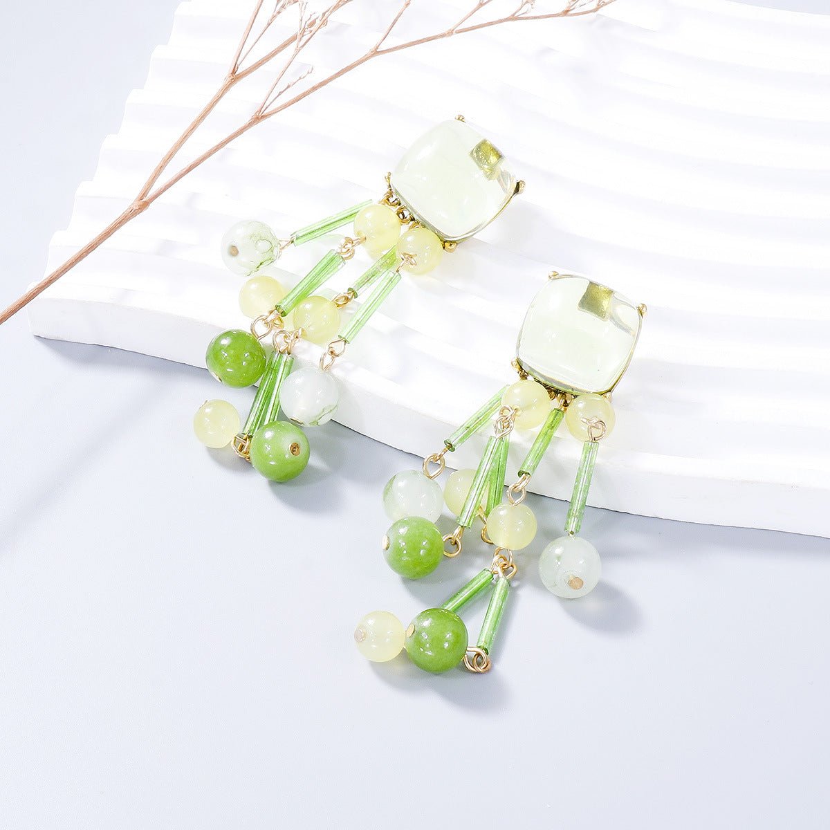 Acrylic Bead Dangle Earrings - Loulou Boutique