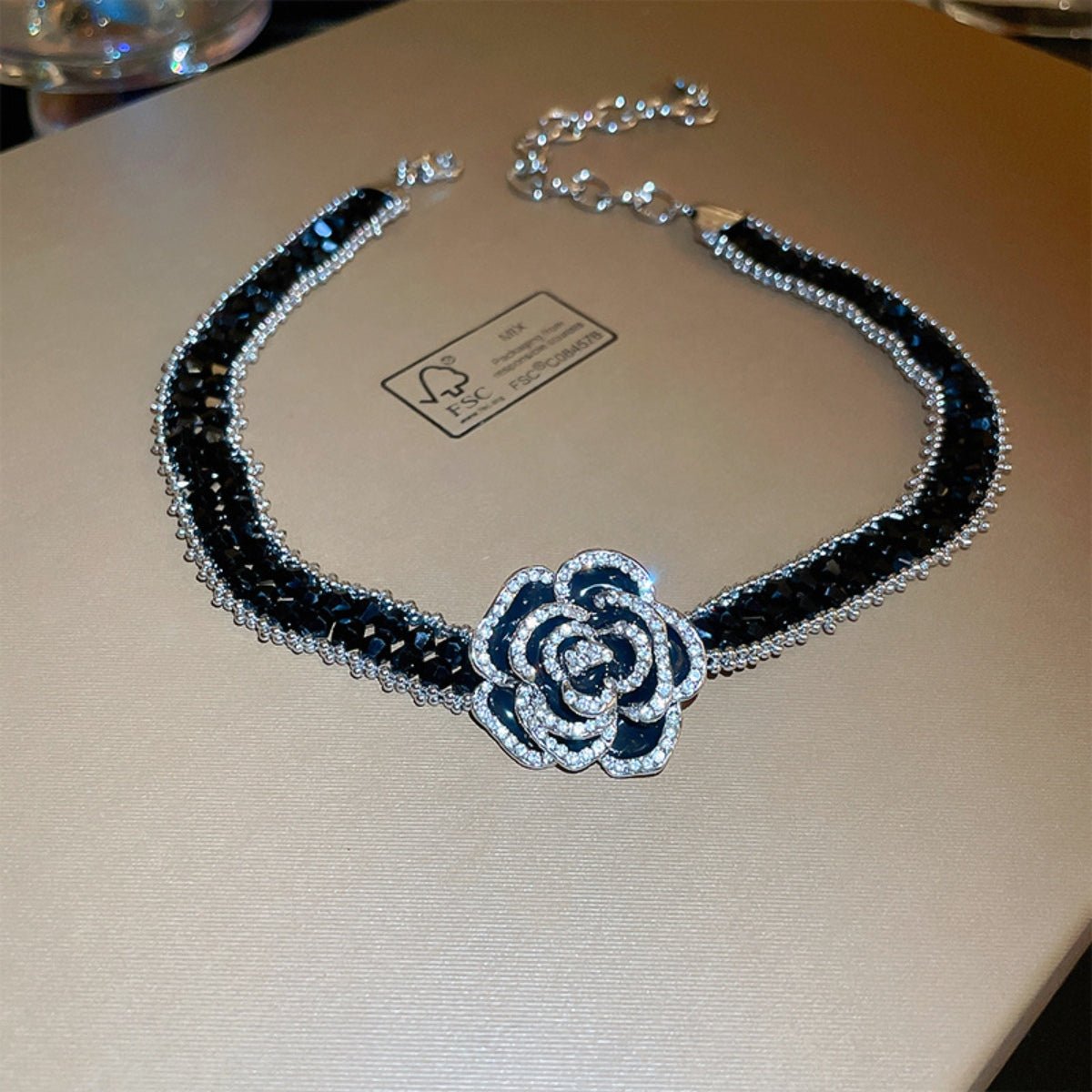 Alloy Crystal Rose Necklace - Loulou Boutique