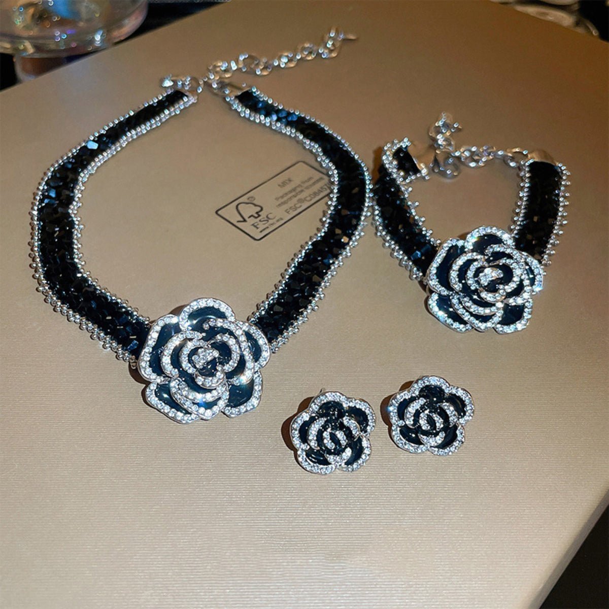 Alloy Crystal Rose Necklace - Loulou Boutique