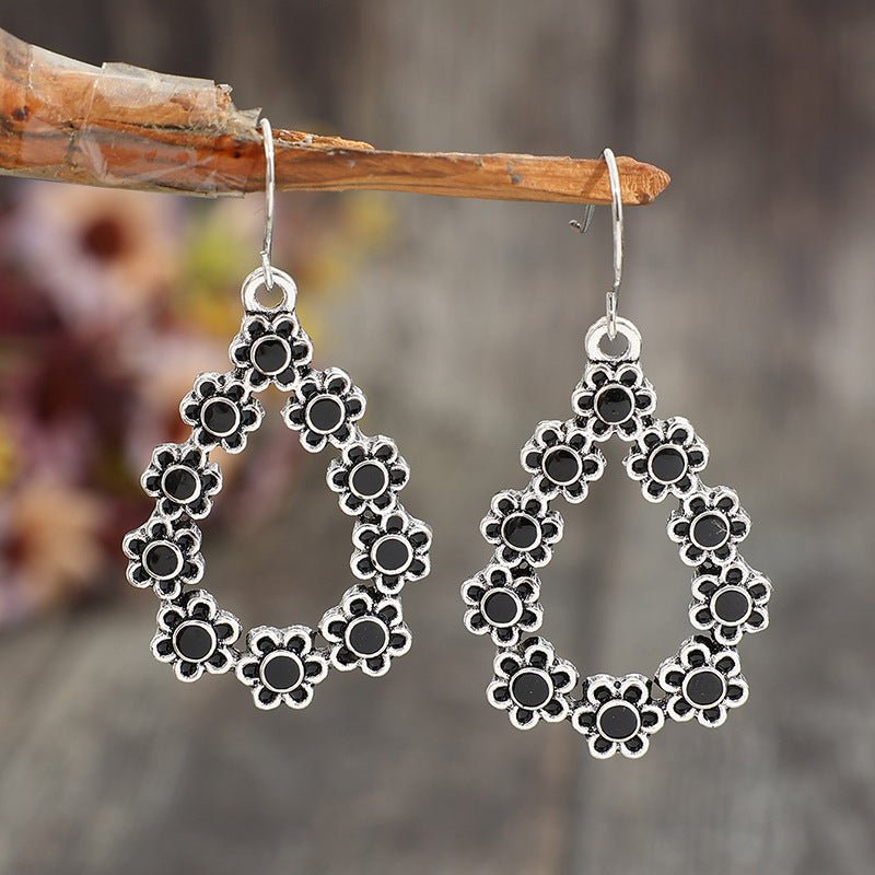 Alloy Flower Teardrop Shape Earrings - Loulou Boutique