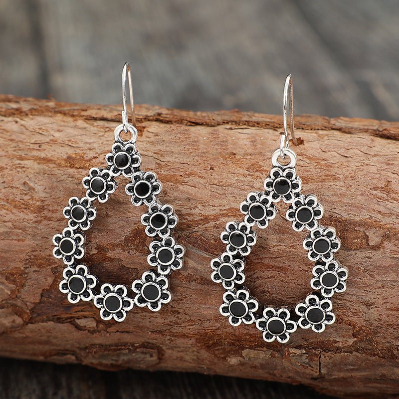 Alloy Flower Teardrop Shape Earrings - Loulou Boutique