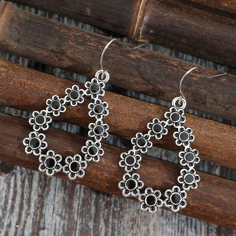 Alloy Flower Teardrop Shape Earrings - Loulou Boutique