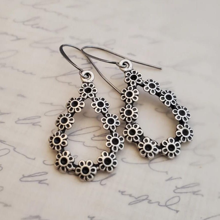 Alloy Flower Teardrop Shape Earrings - Loulou Boutique