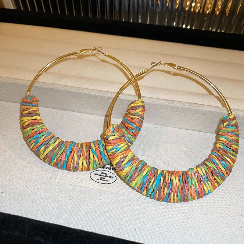 Alloy Grass Vine Hoop Earrings - Loulou Boutique