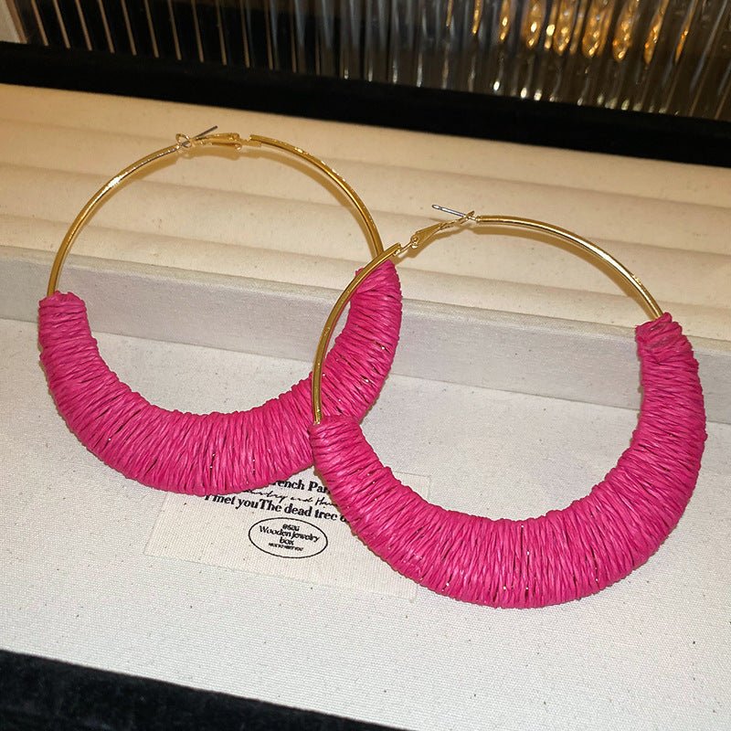 Alloy Grass Vine Hoop Earrings - Loulou Boutique