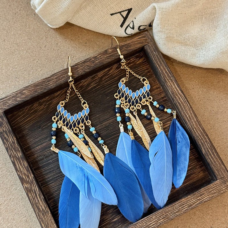 Alloy Rice Bead Dangle Earrings - Loulou Boutique