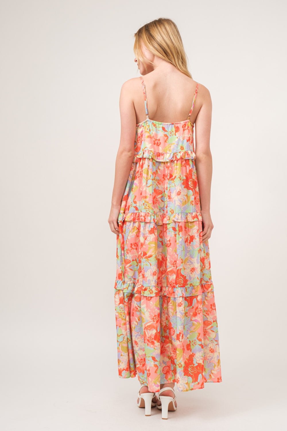 And The Why Floral Ruffled Tiered Maxi Cami Dress - Loulou Boutique