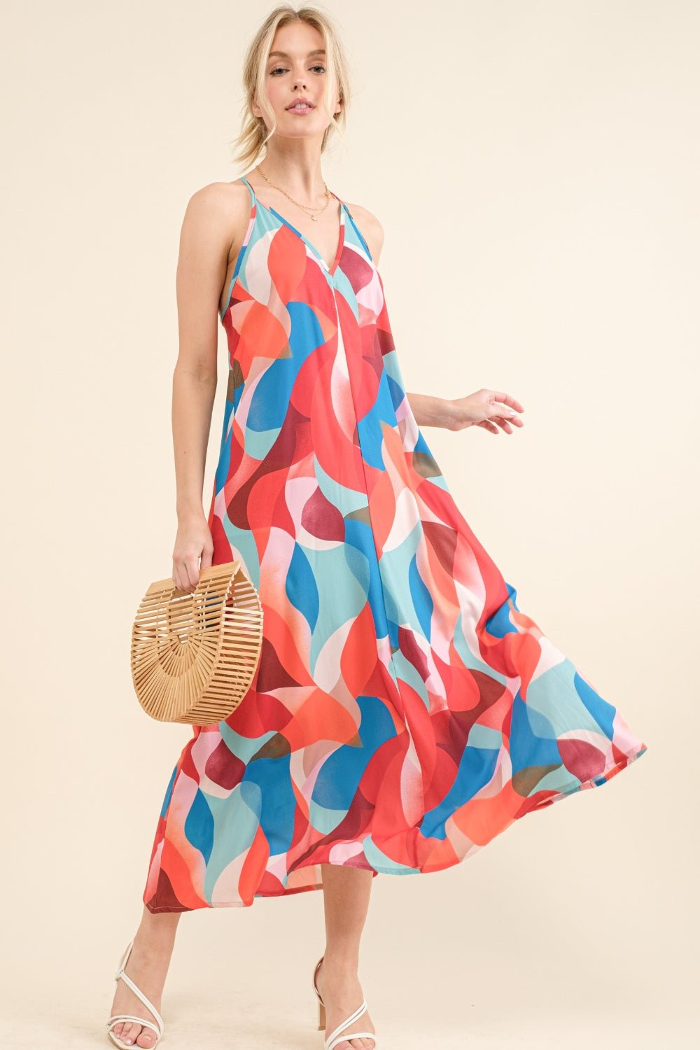 And the Why Printed Crisscross Back Cami Dress - Loulou Boutique