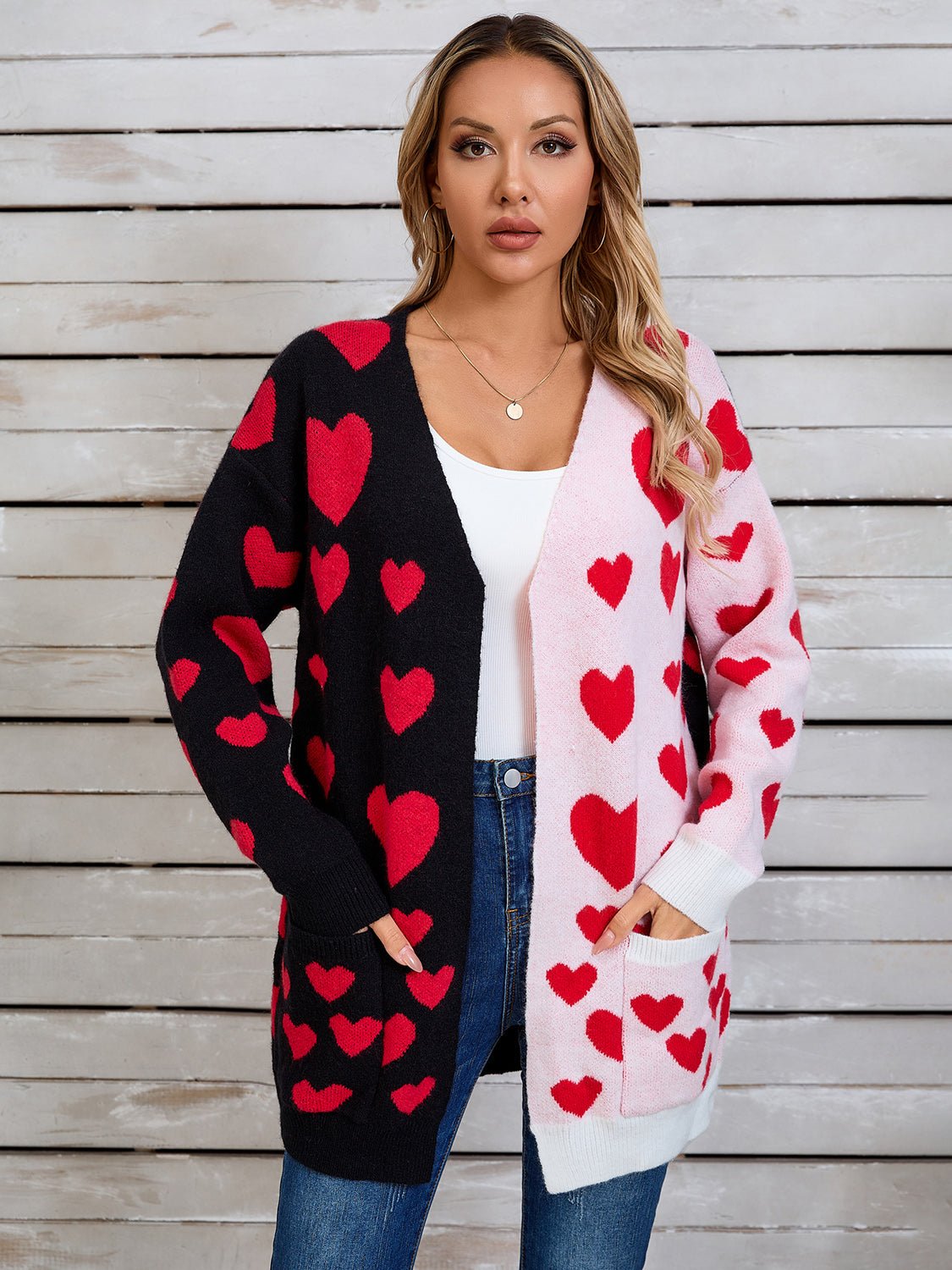 Angel Wings Heart Open Front Long Sleeve Cardigan - Loulou Boutique