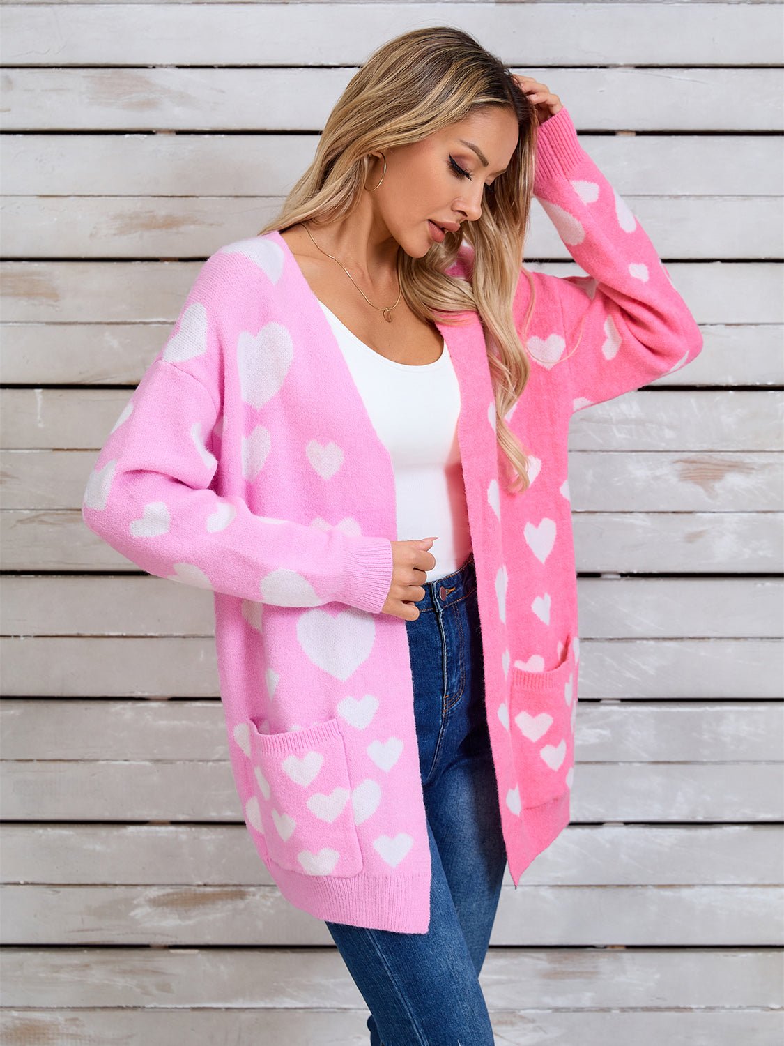 Angel Wings Heart Open Front Long Sleeve Cardigan - Loulou Boutique