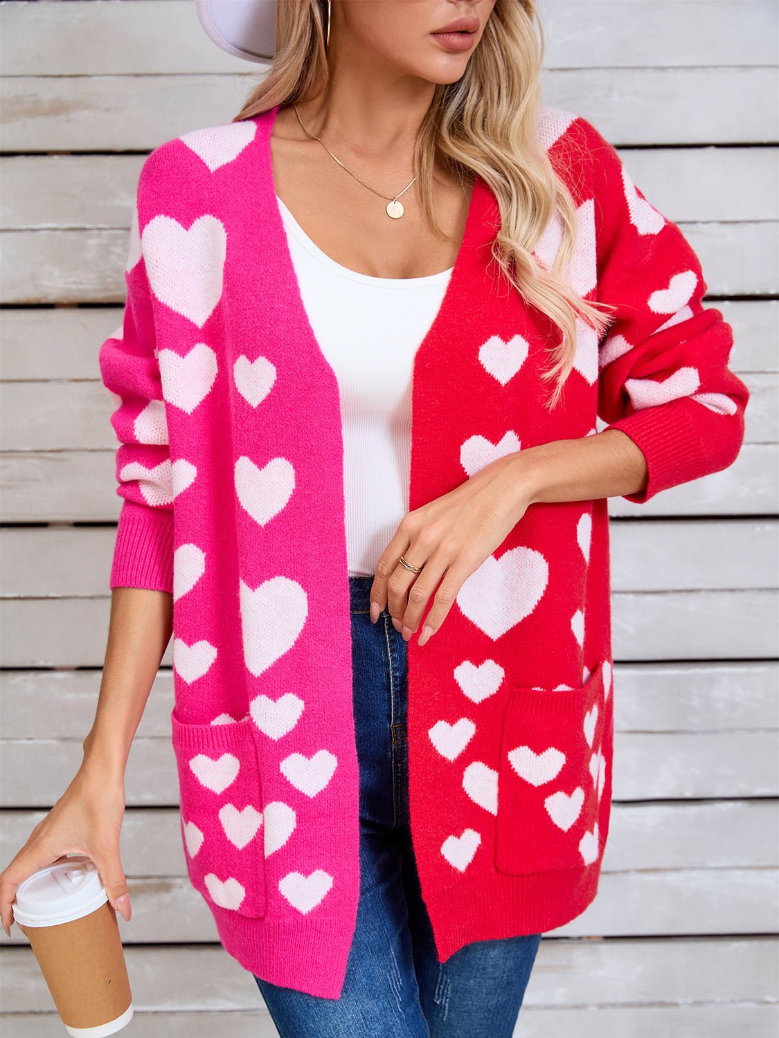 Angel Wings Heart Open Front Long Sleeve Cardigan - Loulou Boutique