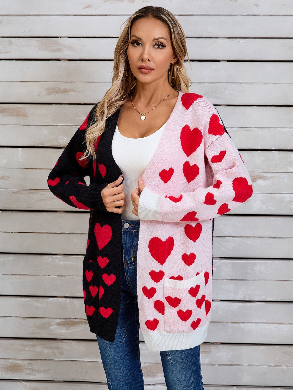 Angel Wings Heart Open Front Long Sleeve Cardigan - Loulou Boutique