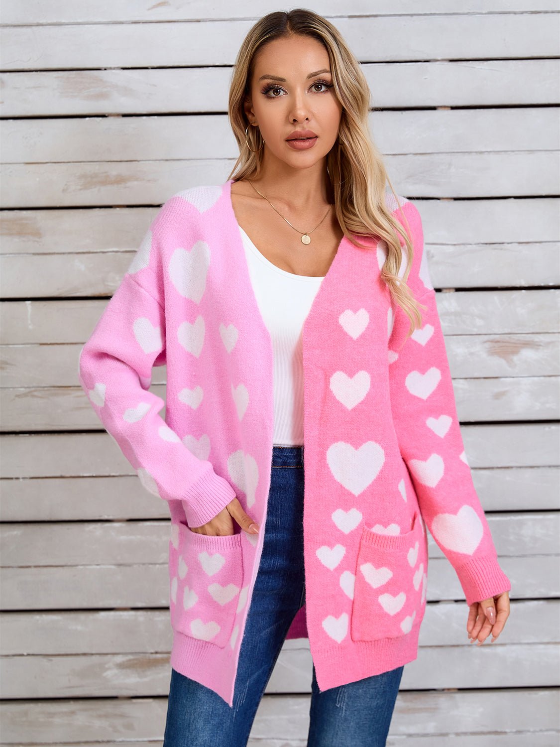 Angel Wings Heart Open Front Long Sleeve Cardigan - Loulou Boutique