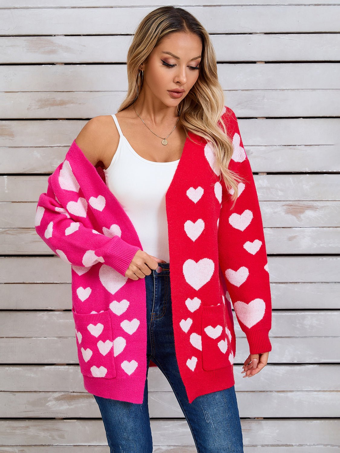 Angel Wings Heart Open Front Long Sleeve Cardigan - Loulou Boutique