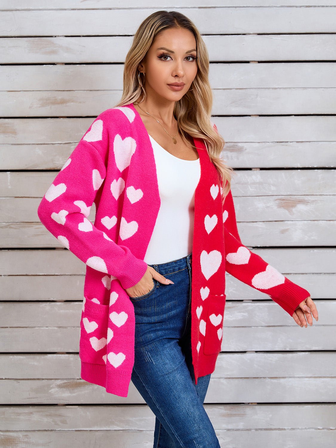 Angel Wings Heart Open Front Long Sleeve Cardigan - Loulou Boutique