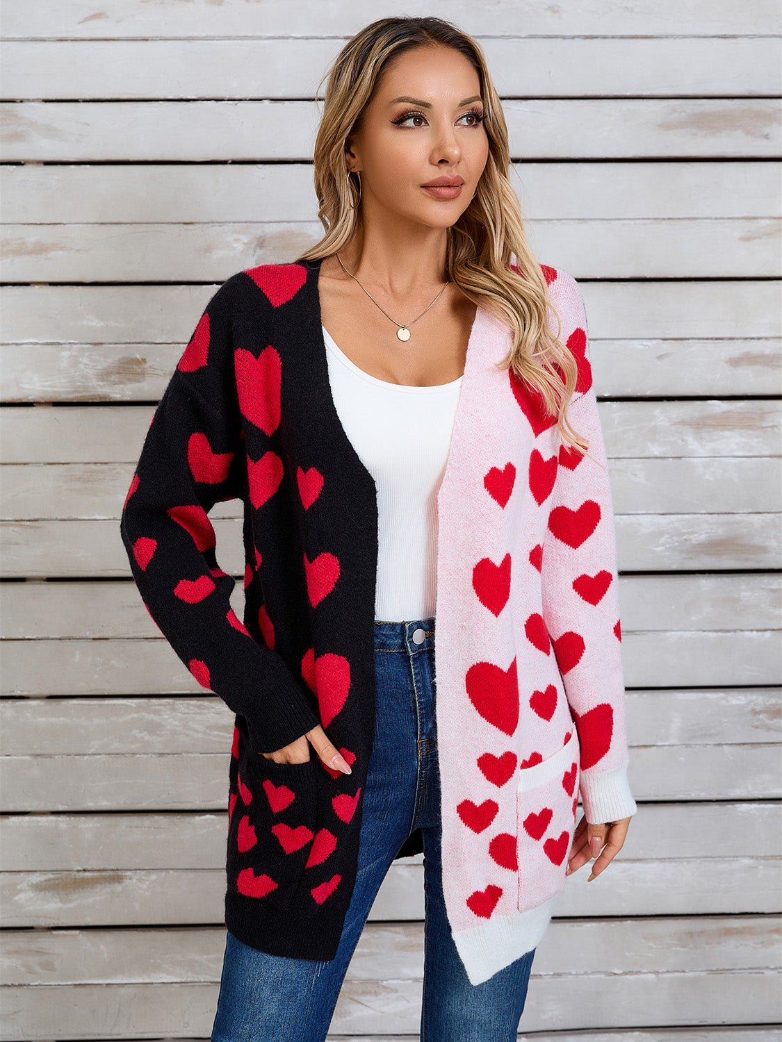 Angel Wings Heart Open Front Long Sleeve Cardigan - Loulou Boutique