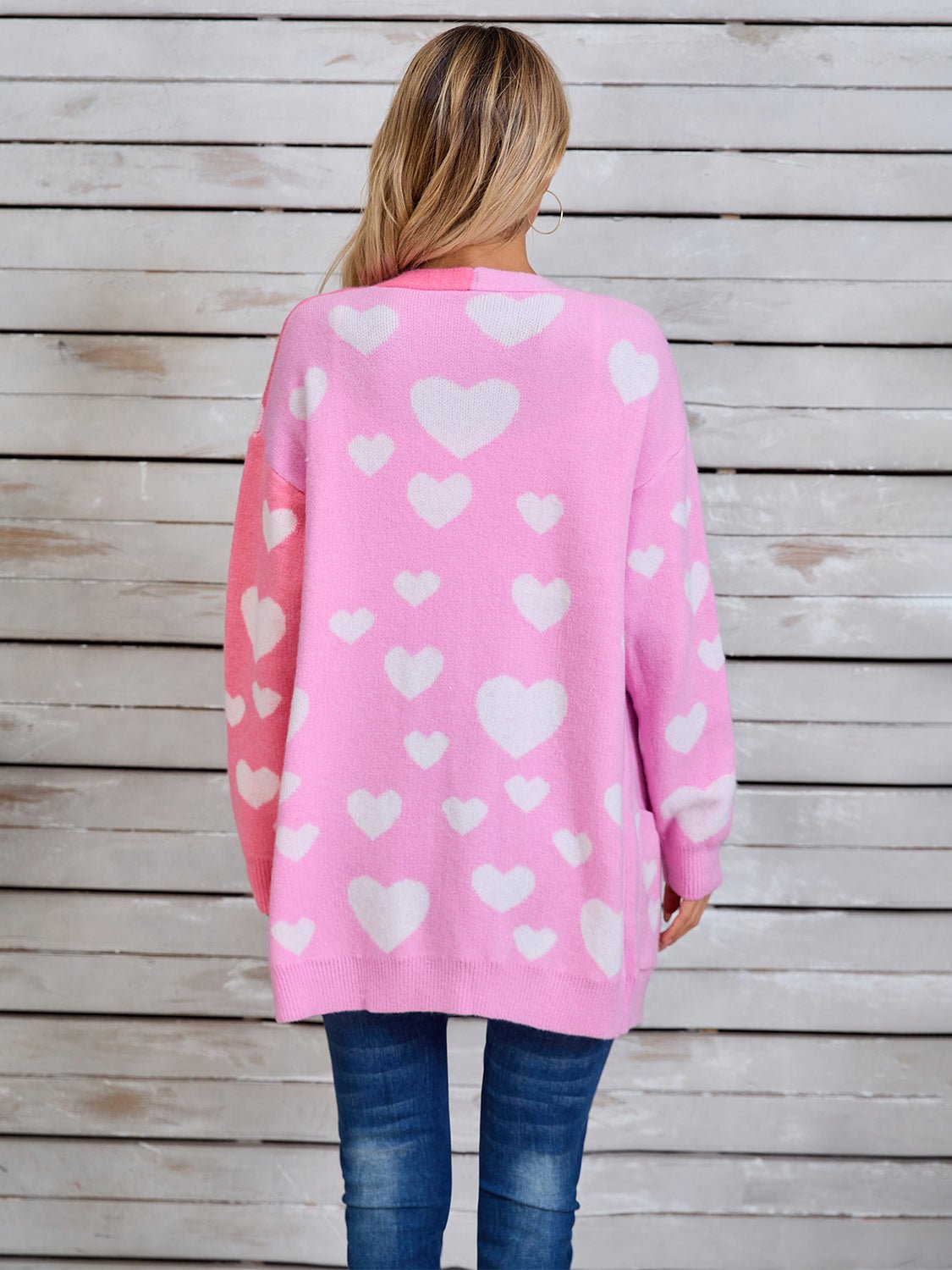 Angel Wings Heart Open Front Long Sleeve Cardigan - Loulou Boutique