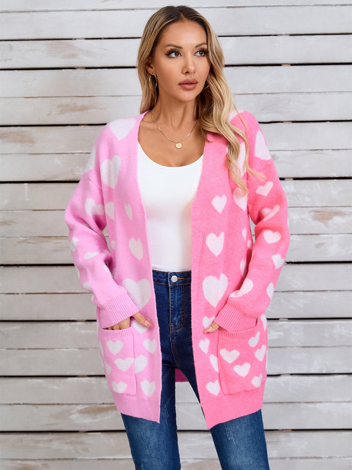 Angel Wings Heart Open Front Long Sleeve Cardigan - Loulou Boutique