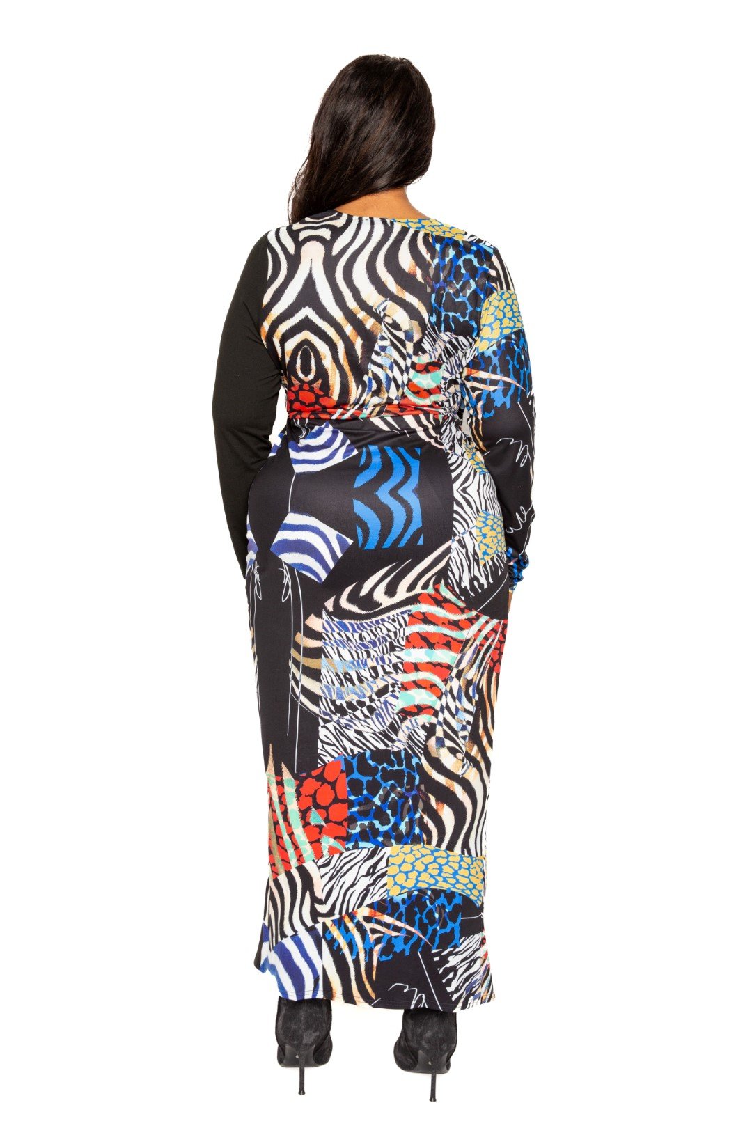 Animal Print Splice Dress With High - low Hem - Loulou Boutique