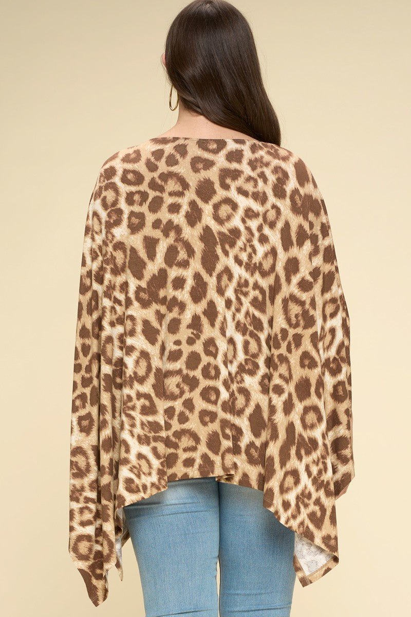 Animal Printed Rayon Span Poncho - Loulou Boutique