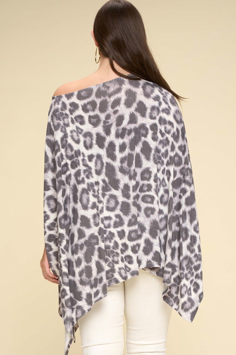 Animal Printed Rayon Span Poncho - Loulou Boutique