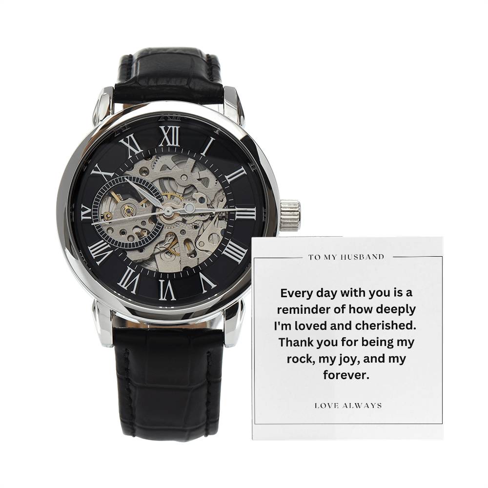 To My Husband - Tailor-Made Elegance: Custom Men's Openwork Watch