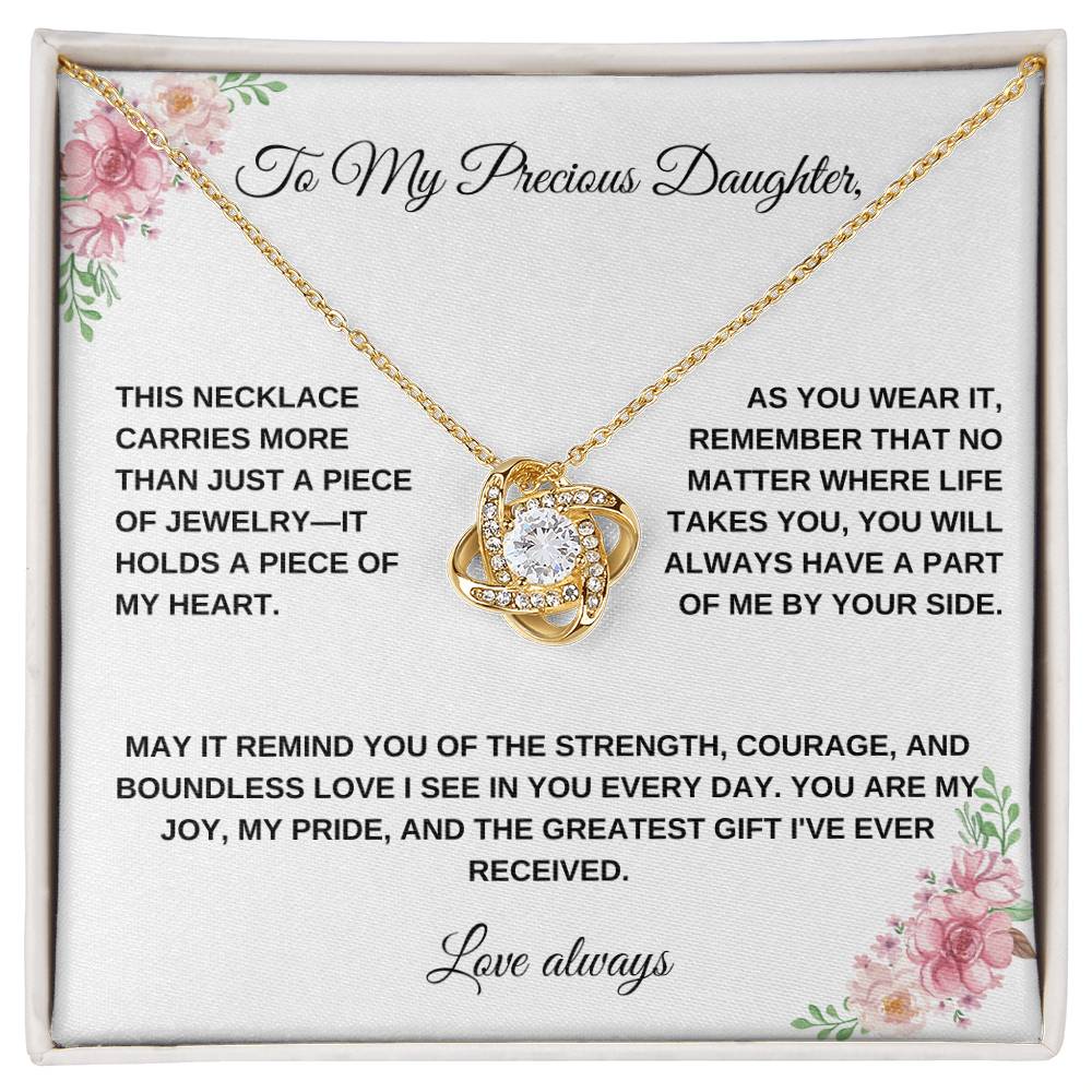 To My Precious Daughter: Personalized Love Knot Necklace