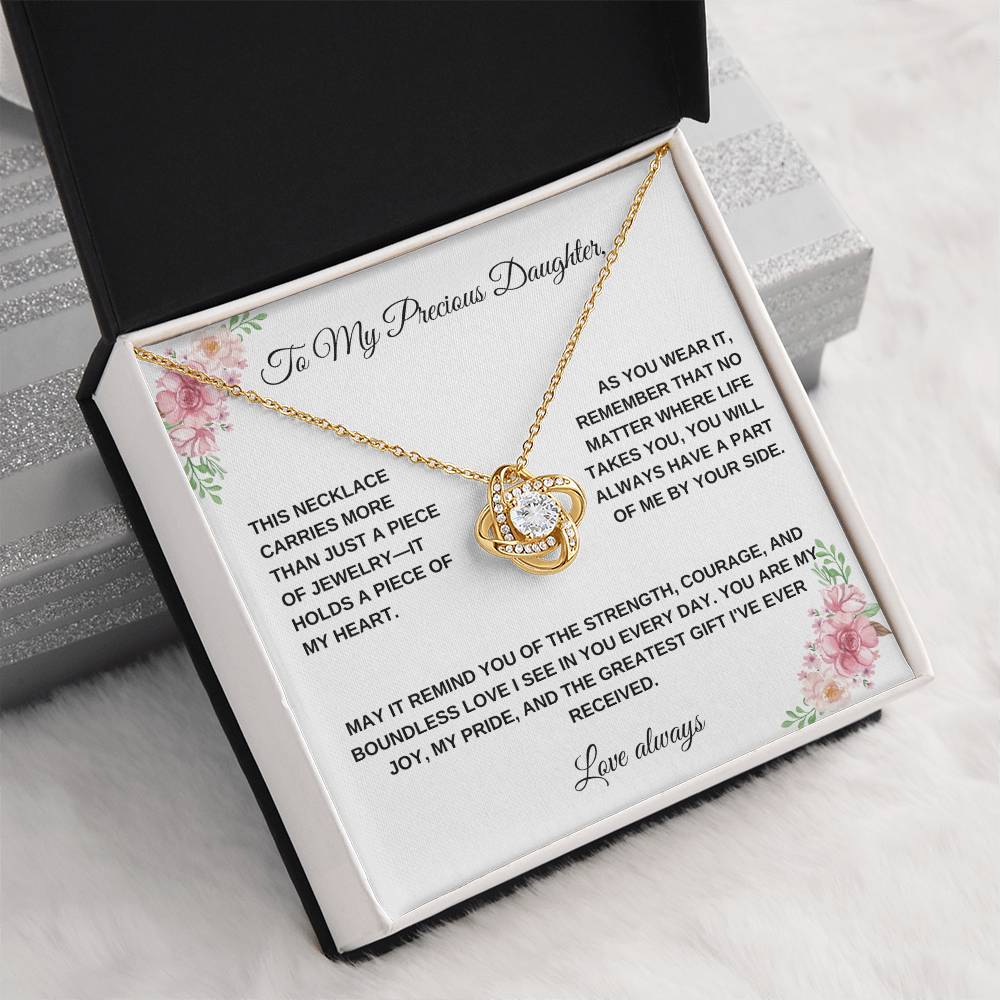 To My Precious Daughter: Personalized Love Knot Necklace