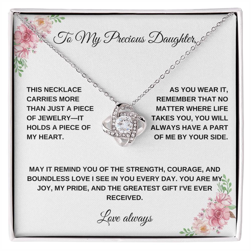 To My Precious Daughter: Personalized Love Knot Necklace