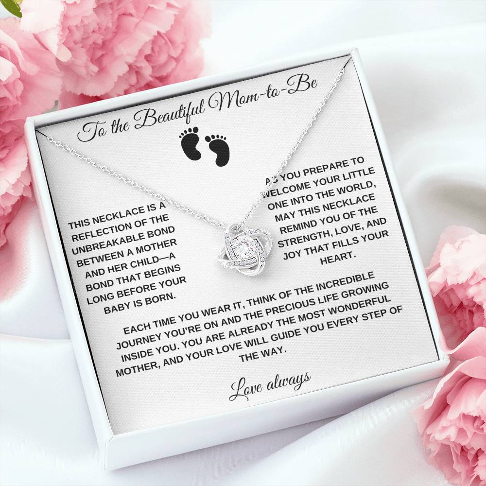 To the Beautiful Mom-to-Be Custom Love Knot Necklace