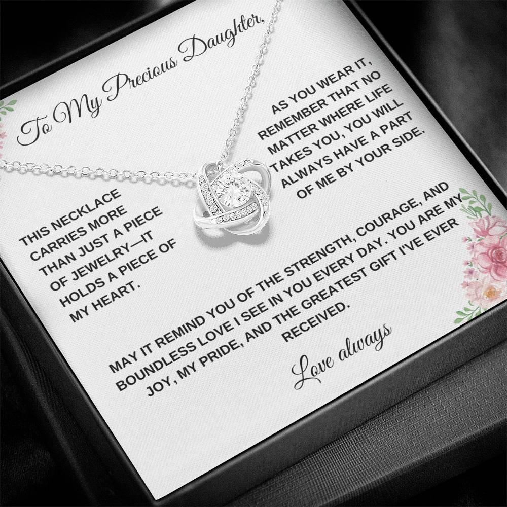 To My Precious Daughter: Personalized Love Knot Necklace