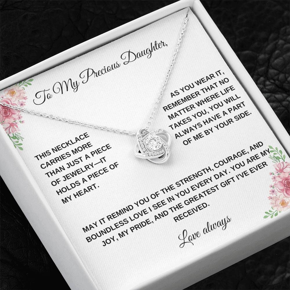 To My Precious Daughter: Personalized Love Knot Necklace