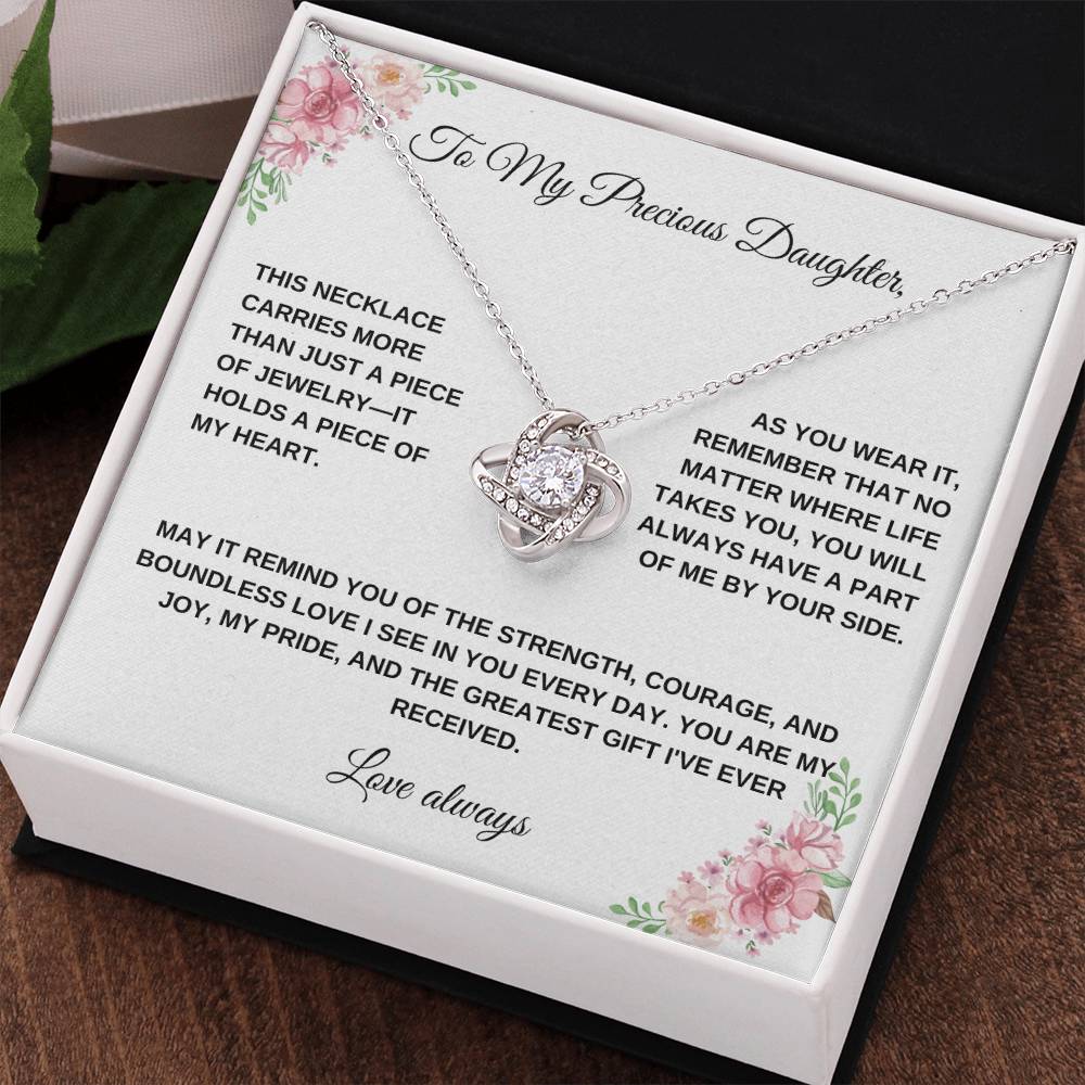 To My Precious Daughter: Personalized Love Knot Necklace