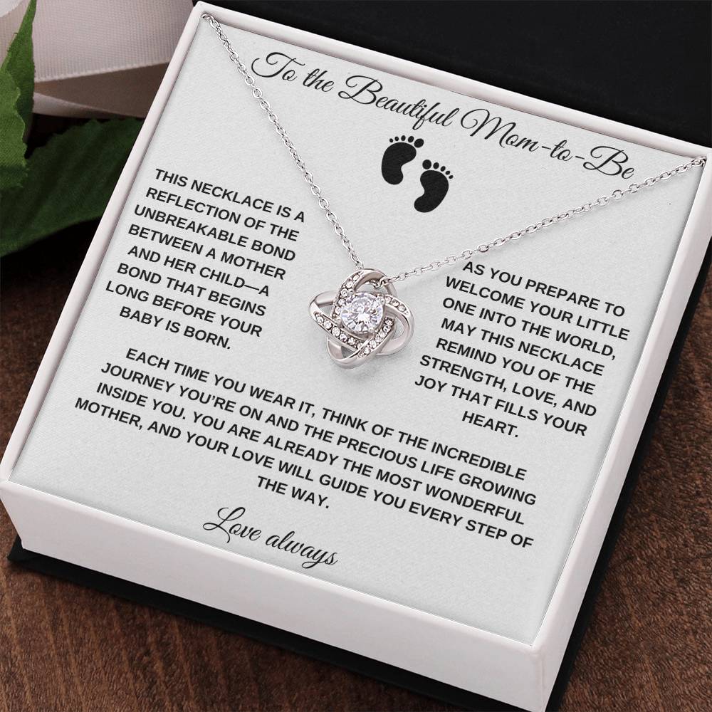 To the Beautiful Mom-to-Be Custom Love Knot Necklace