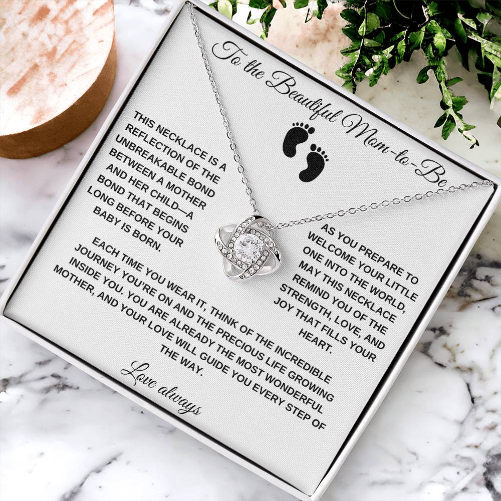 To the Beautiful Mom-to-Be Custom Love Knot Necklace