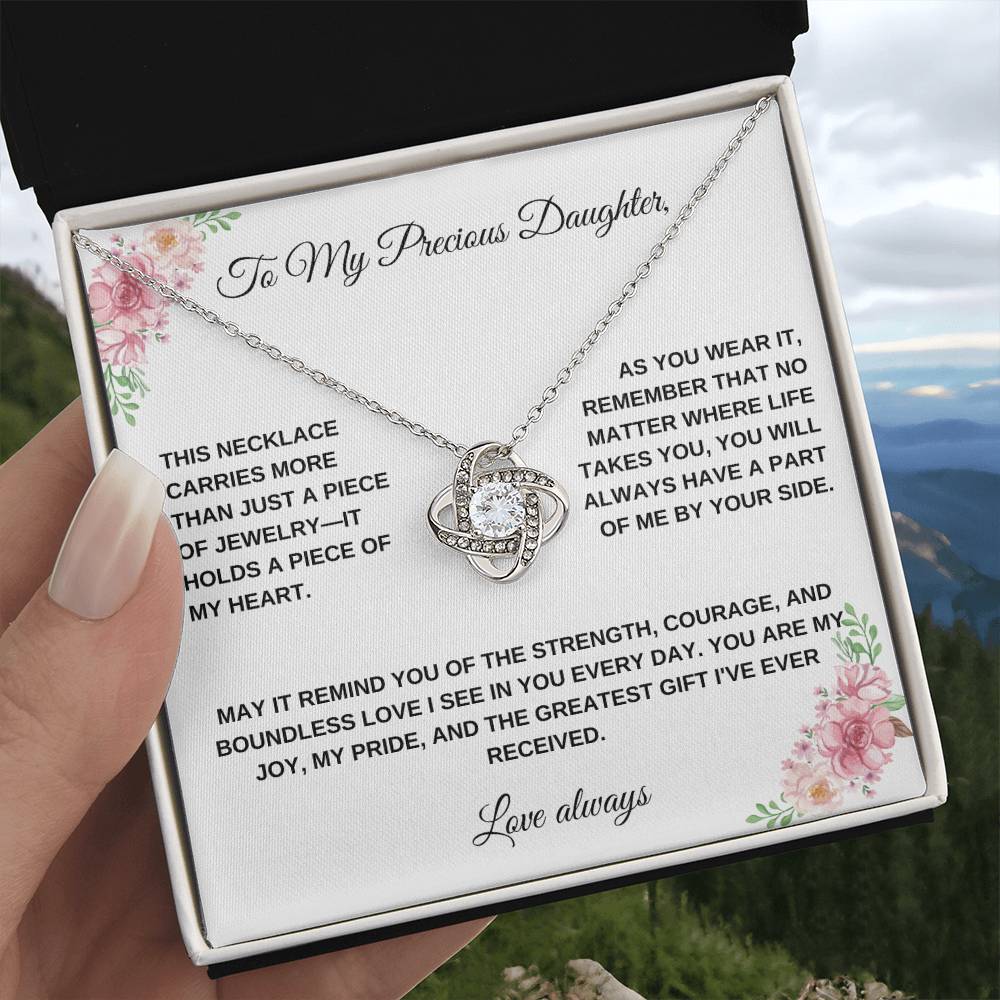 To My Precious Daughter: Personalized Love Knot Necklace