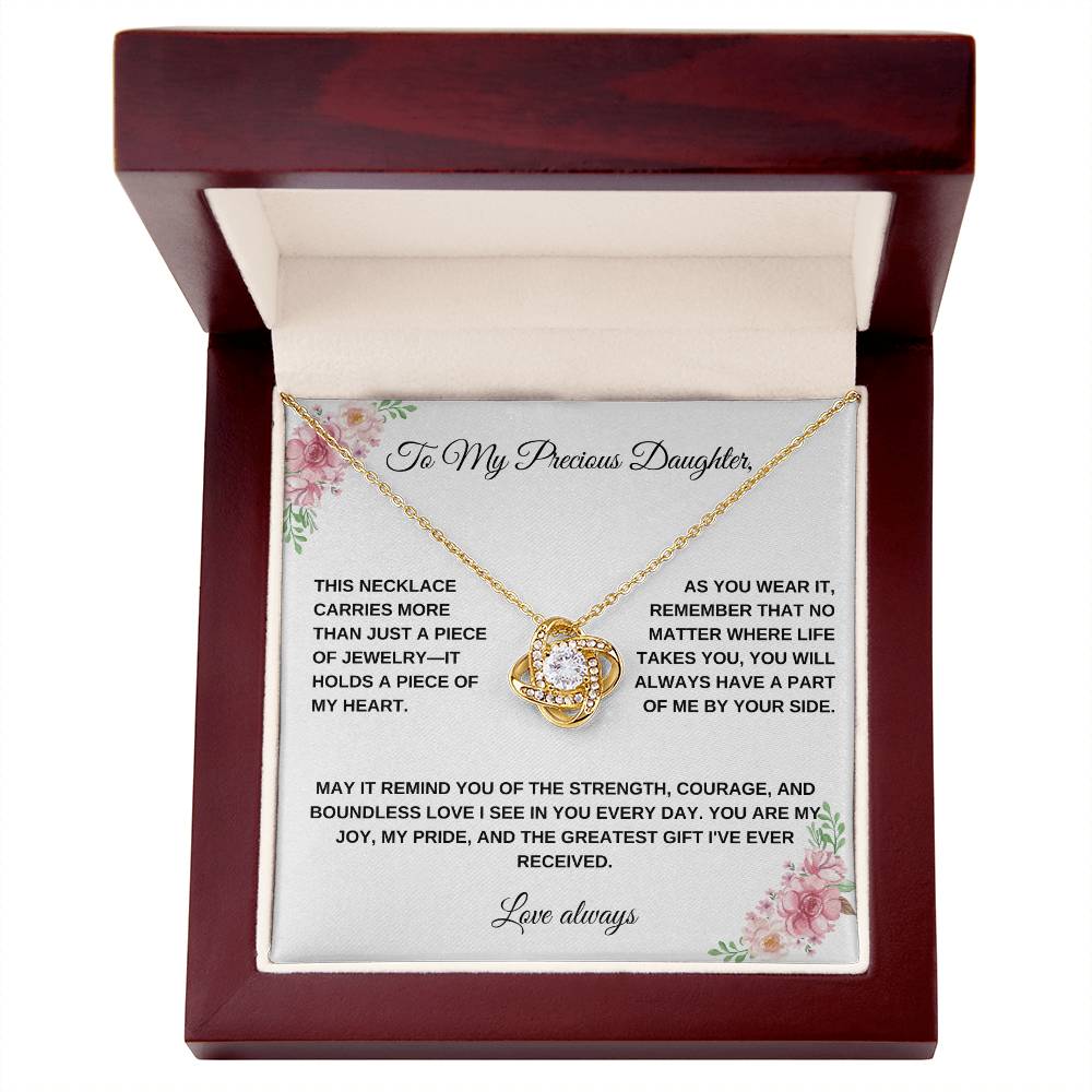 To My Precious Daughter: Personalized Love Knot Necklace