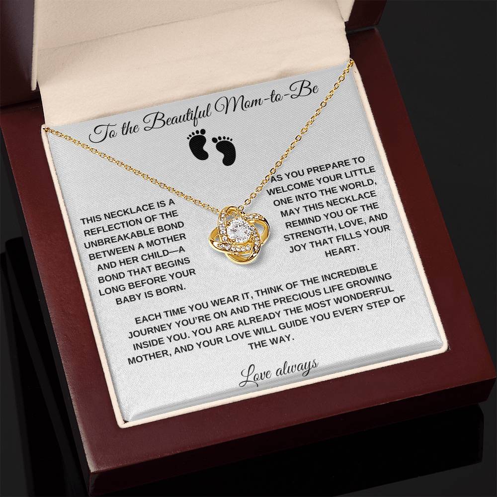 To the Beautiful Mom-to-Be Custom Love Knot Necklace