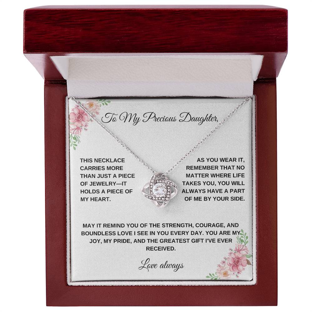 To My Precious Daughter: Personalized Love Knot Necklace