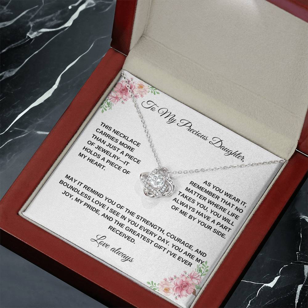 To My Precious Daughter: Personalized Love Knot Necklace