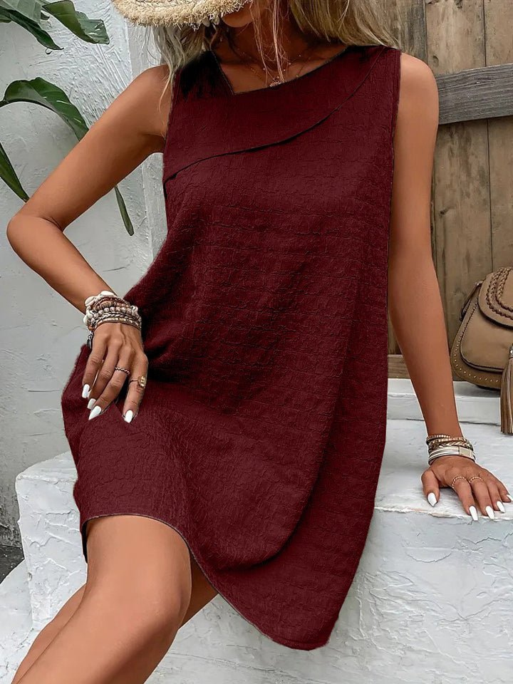 Asymmetrical Neck Sleeveless Dress - Loulou Boutique