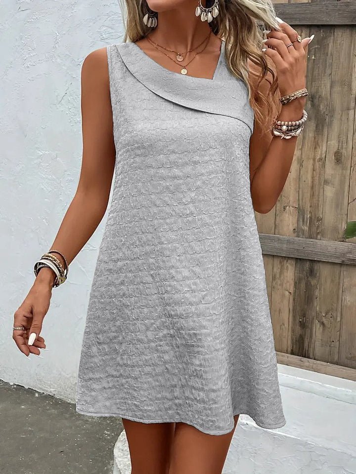 Asymmetrical Neck Sleeveless Dress - Loulou Boutique