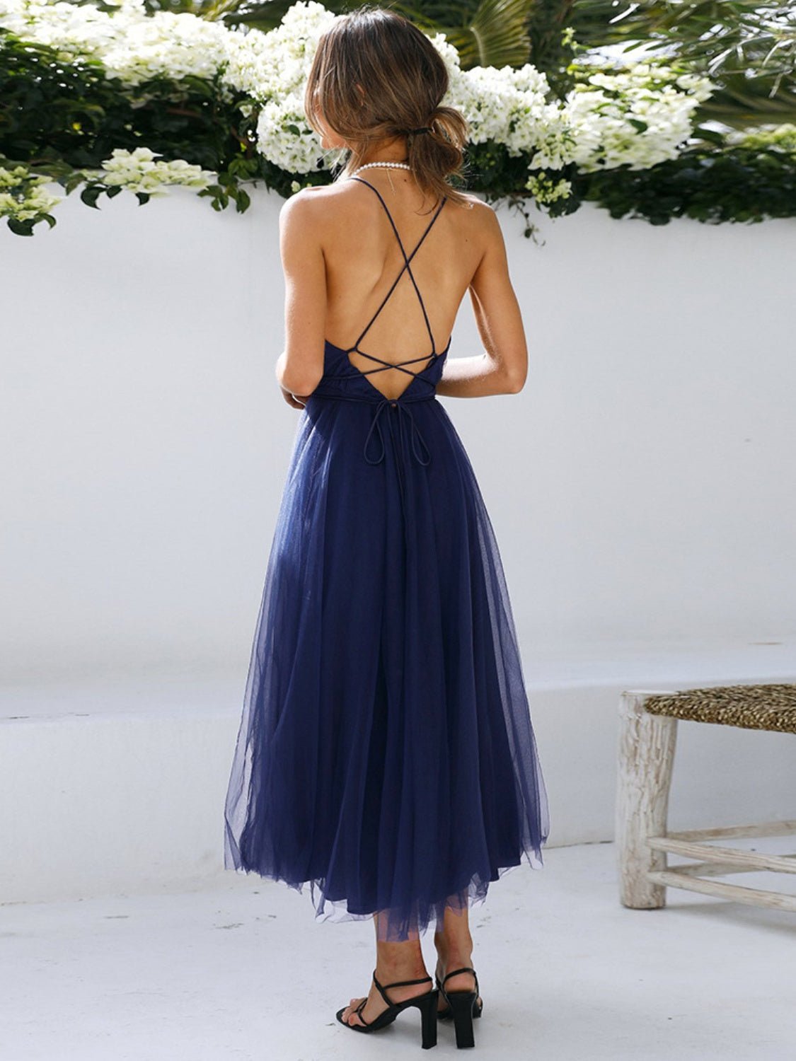 Backless Crisscross Sleeveless Midi Dress - Loulou Boutique