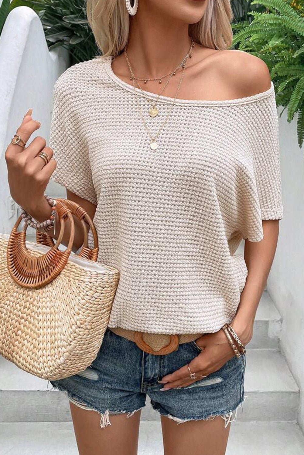 Backless Round Neck Short Sleeve T-Shirt - Loulou Boutique